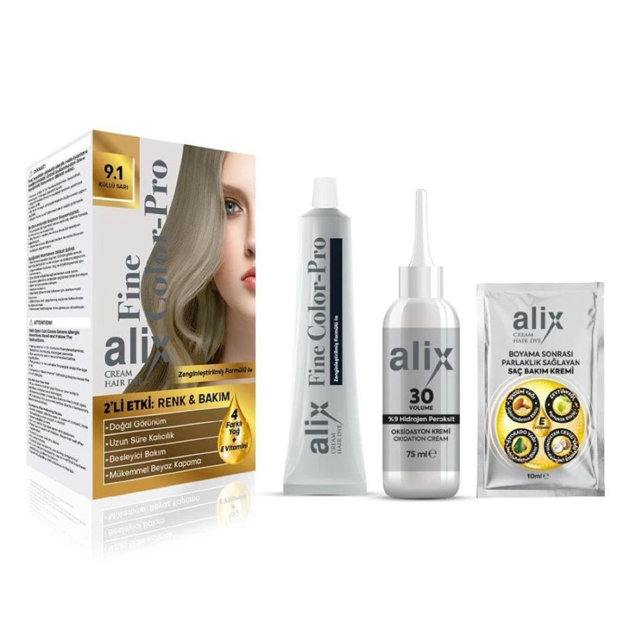 Kit coloration cheveux Alix 9.1 Blond Cendré pour une brillance éclatante 50 ml