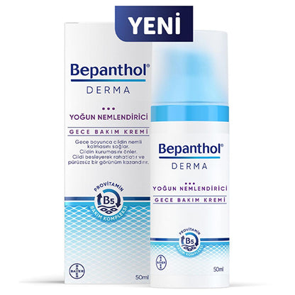 Crème de nuit hydratante intense Bepanthol Derma – Répare et apaise les peaux sèches pendant la nuit avec des huiles naturelles pour soulager la sécheresse du visage