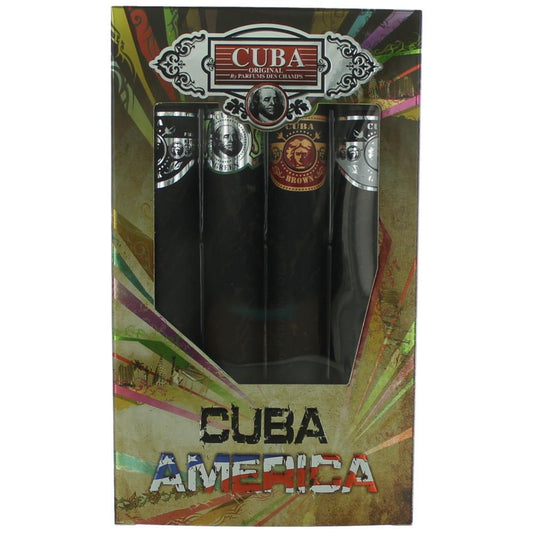 Cuba America by Cuba, 4 Piece Gift Set for Men with Black, Grey, Green & Brown Men Gift Sets Cuba