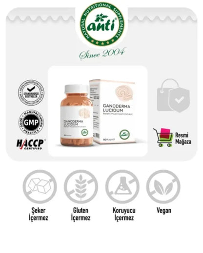 Extrait de champignon Reishi Ganoderma Lucidum 90 gélules