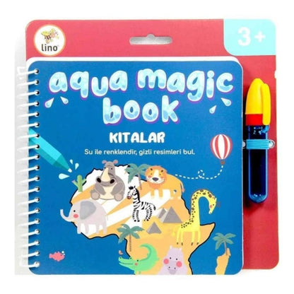 Livre de coloriage à l'eau Lino Aqua Magic Continents 5 pages