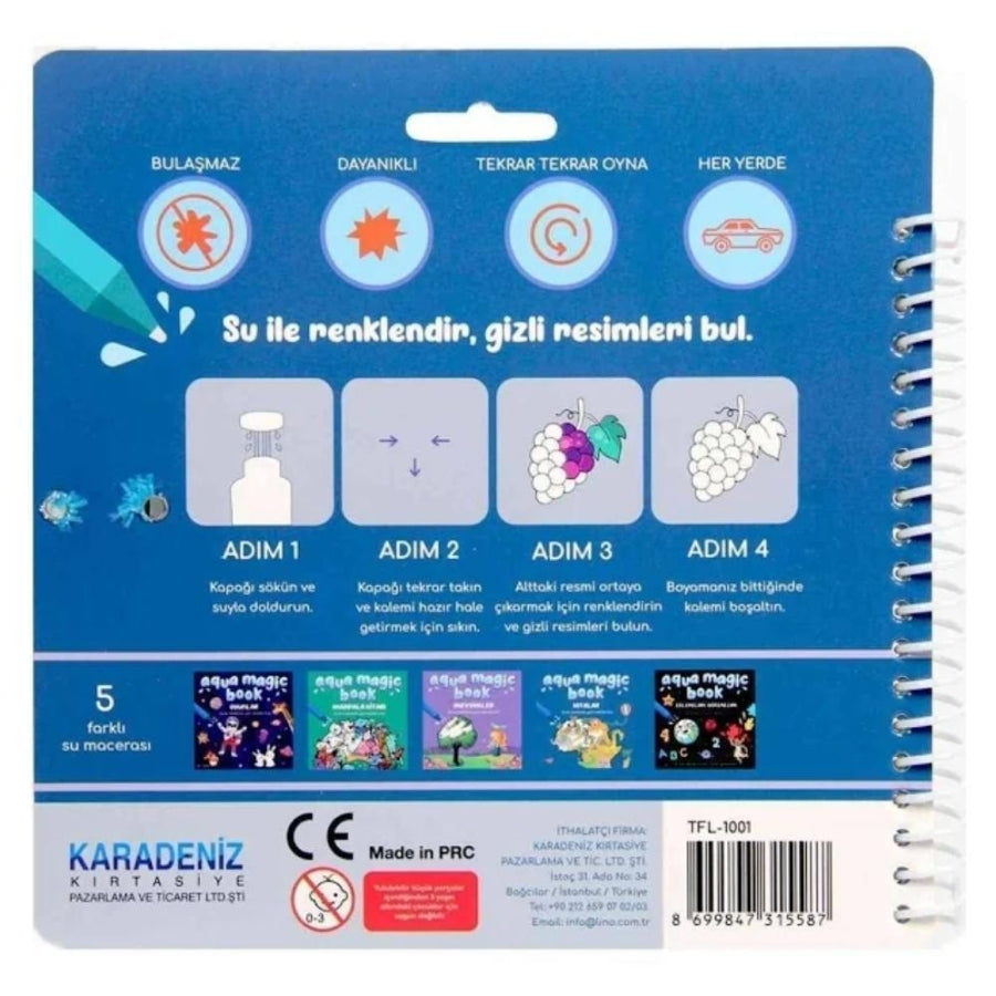 Lino Aqua Magic Continents Water Coloring Book 5 Pages