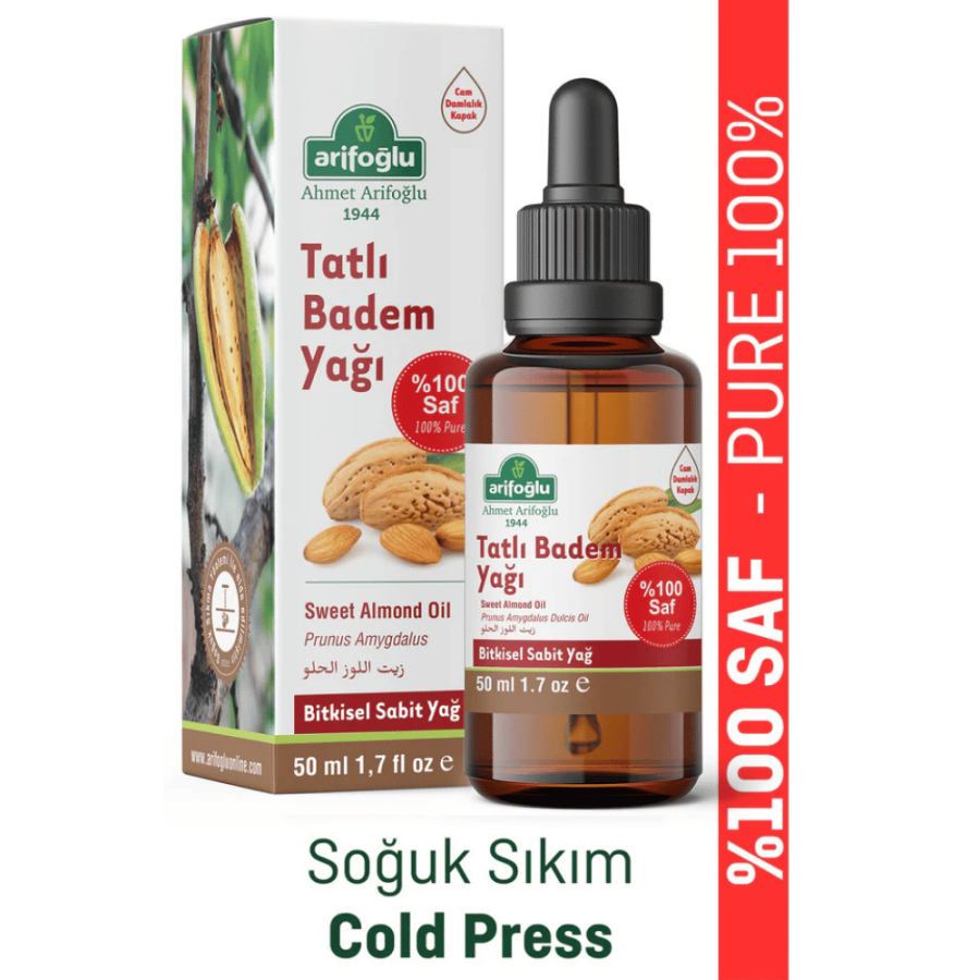 Huile d'amande douce pressée à froid Arifoglu pour la peau et les cheveux 50 ml