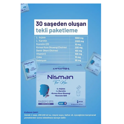Suplemento dietético Arnis Pharma Nisman para hombres, 30 sobres