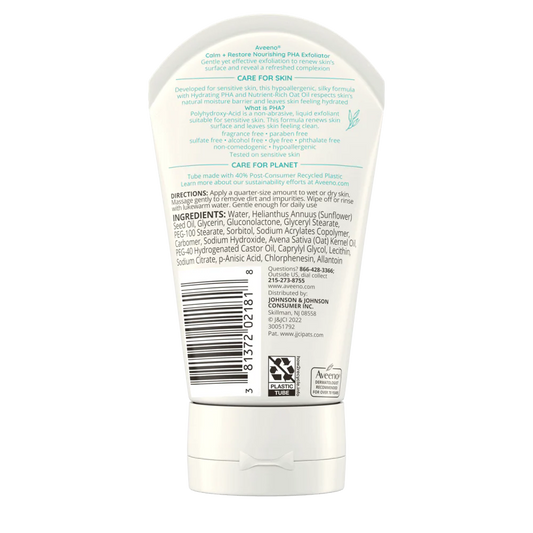 Aveeno Calm + Restore Nourishing PHA Facial Exfoliator 4 Oz. Skin Care Pasteur Pharmacy