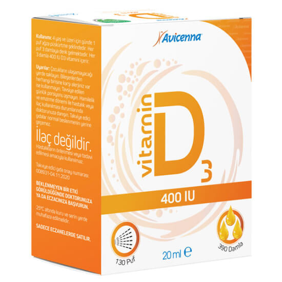 Avicenna Vitamin D3 400 IU Support Spray & Drops 20 ml