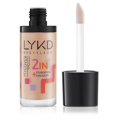Fond de teint 2 en 1 LYKD - Beige naturel, longue tenue, nourrissant au miel et à la vitamine C
