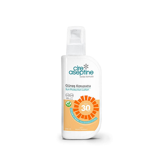 Cire Aseptine 30 SPF Vegan Sunscreen Lotion | Broad Spectrum UVA UVB Protection | Water Resistant & Sensitive Skin Friendly - 200ml/6.76 fl oz