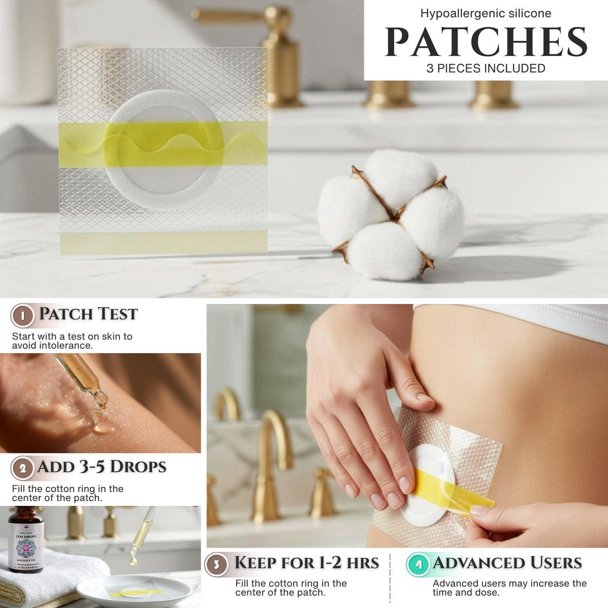 Anxiolytic Calming Essential Oil Blend for Relief & Relaxation 0.34oz Bergamot Orange Ylang Ylang Frankincense Lemongrass in Castor Oil Navel Patch & Skin Application Cold Pressed