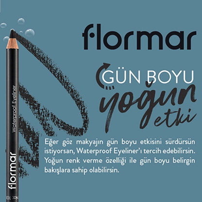 Delineador de ojos mate resistente al agua Flormar 101 Black Ice - Pigmentación intensa