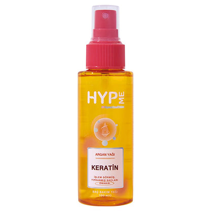 Huile de soin capillaire à la kératine Hyp Me - Traitement nourrissant à l'huile d'argan pour cheveux abîmés, 100 ml