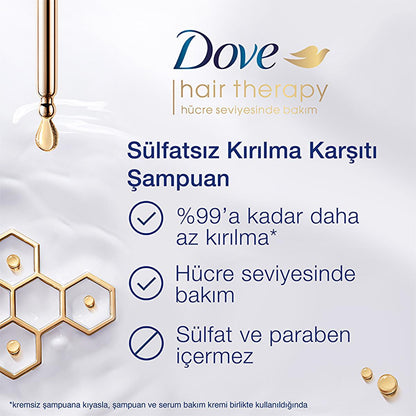 Champú Dove Hair Therapy Breakage Remedy: cuidado capilar nutritivo y anticaída para cabello dañado y frágil