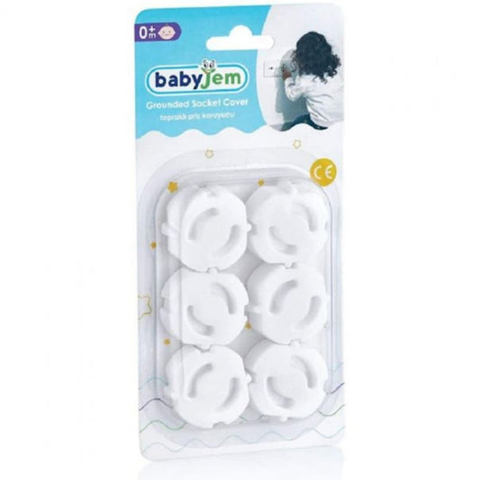 Cache-prises de sécurité pour prises avec mise à la terre Babyjem, paquet de 6
