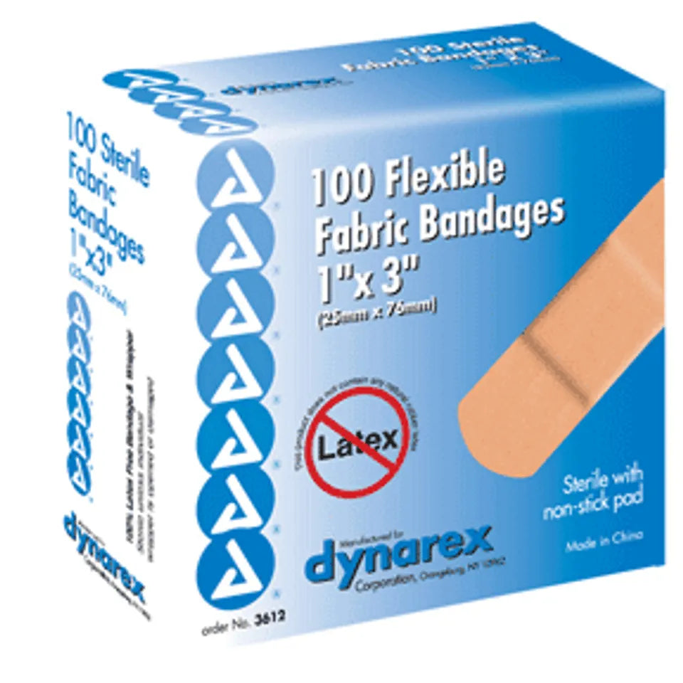 Dynarex Adhesive Flexible Fabric Sterile Bandages 1 X 3 Inches 100 Ea Health Care Pasteur Pharmacy