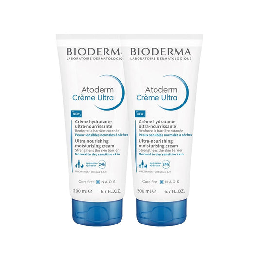 Crème Bioderma Atoderm - Crème hydratante intense pour peaux sèches, testée sous contrôle dermatologique, 200 ml x2