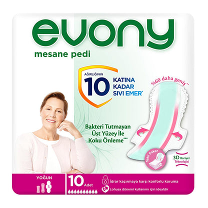 Compresas para incontinencia para mujer Evony - Máxima absorbencia, control de olores, protección contra fugas - 10 unidades