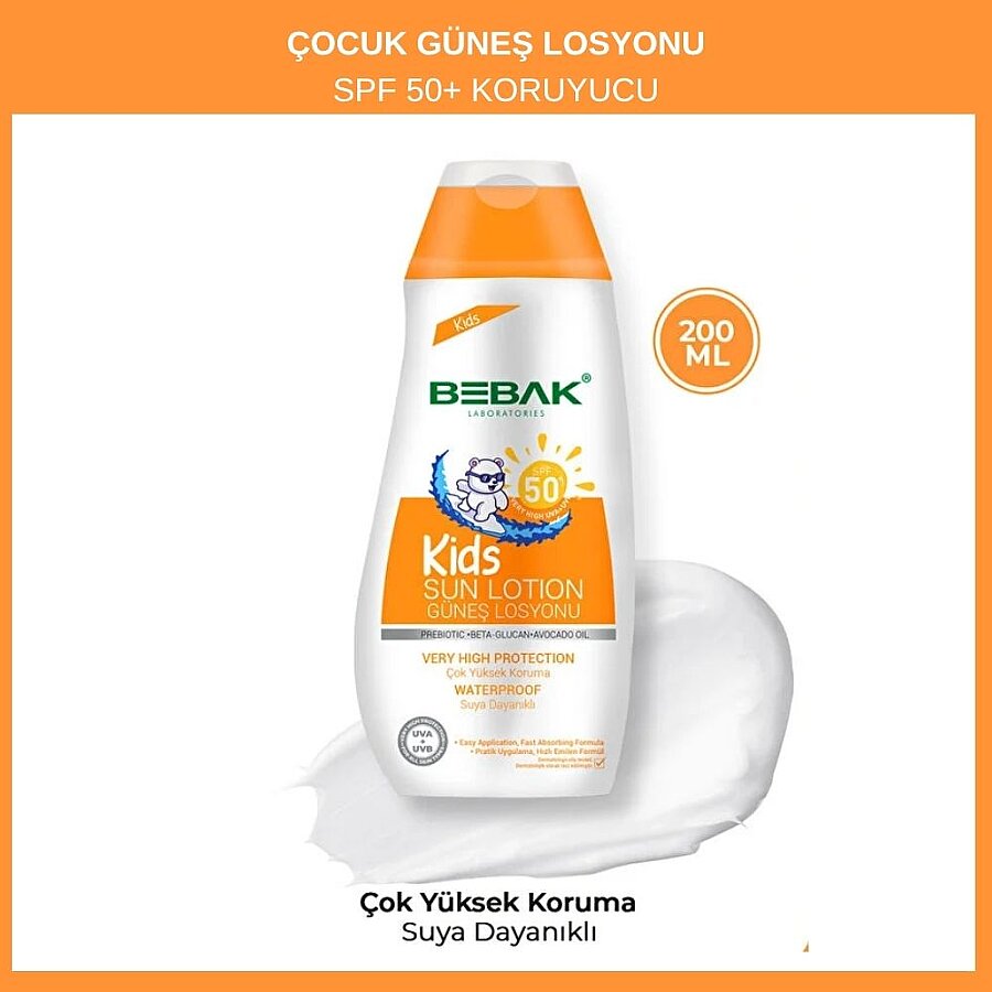 Bebak Kids SPF 50+ Water Resistant Sunscreen Lotion 200 ml