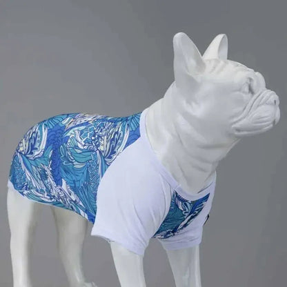 T-shirt pour chien Lindo Blue Flowers, vêtement léger pour animal de compagnie