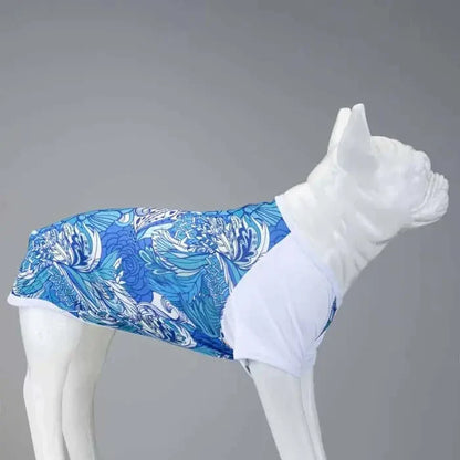 T-shirt pour chien Lindo Blue Flowers, vêtement léger pour animal de compagnie