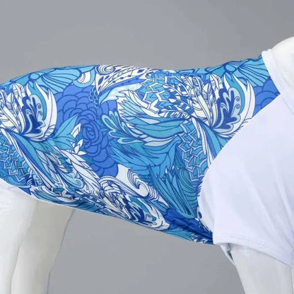 T-shirt pour chien Lindo Blue Flowers, vêtement léger pour animal de compagnie