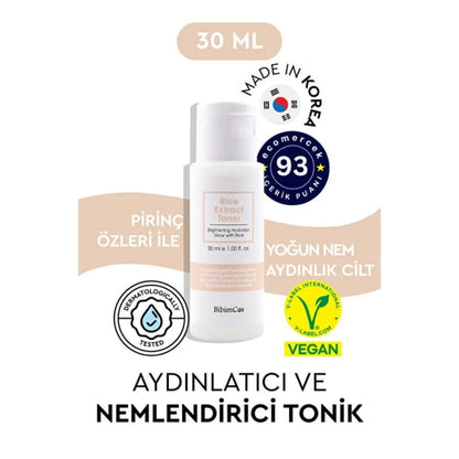Tonique éclaircissant à l'extrait de riz Bibimcos pour une peau éclatante 30 ml
