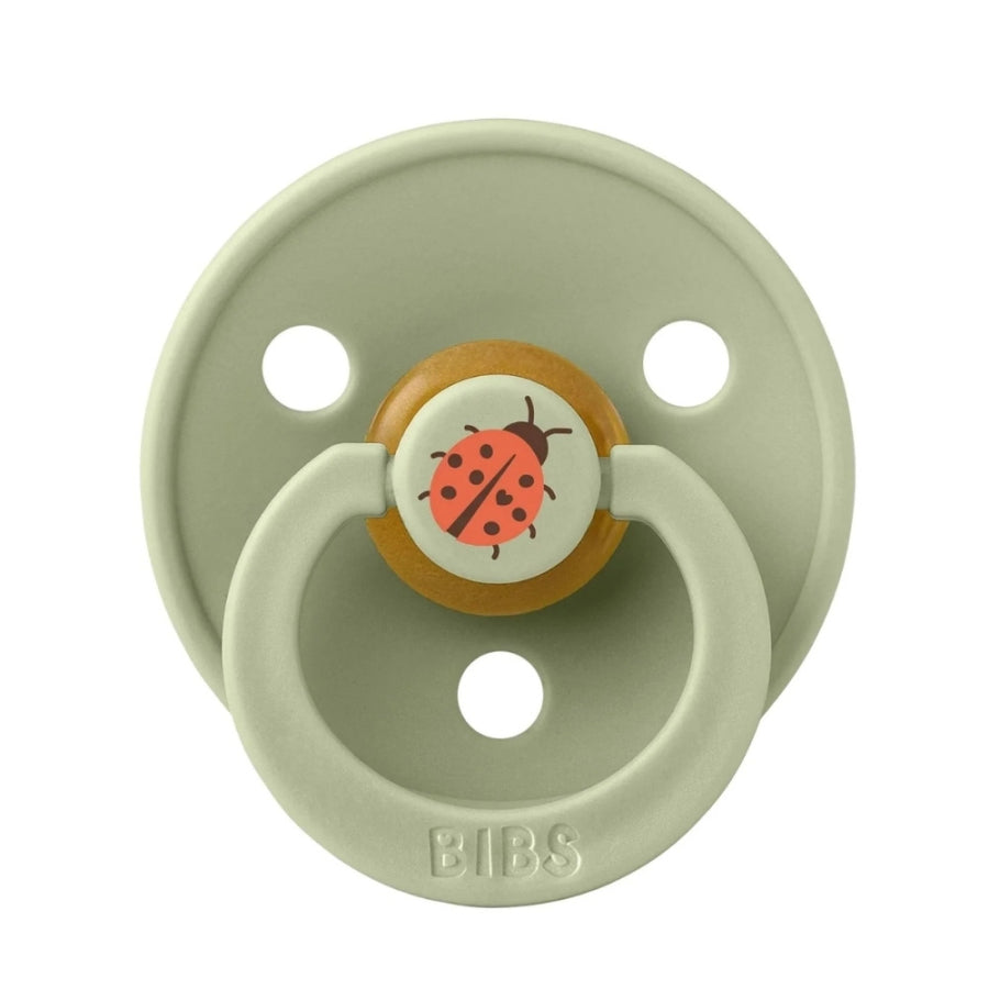 Bibs Studio Colour Ladybug Rubber Pacifier Sage Size 1 0-6 Months
