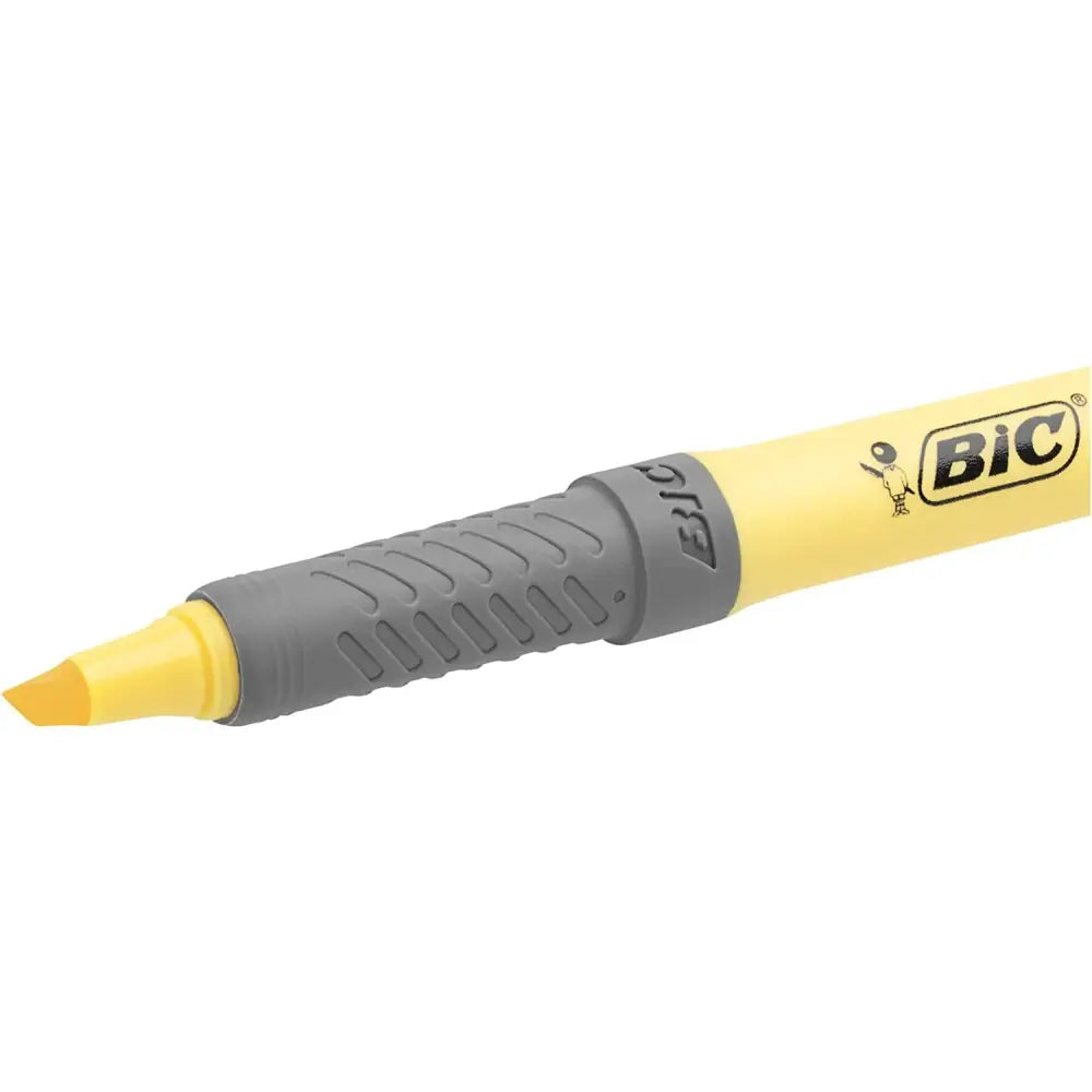 BIC Highlighter Grip Pastel, Highlighter Pens with Adjustable Chisel Tip, Rubber Grip for Extra Comfort, Assorted Colours, Pack of 6