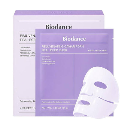 Masque Biodance Rejuvenating Caviar PDRN Real Deep, paquet de 4