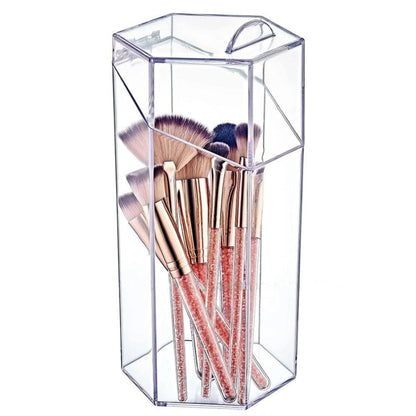 Organisateur de pinceaux de maquillage avec couvercle, boîte de rangement transparente 21x11 cm