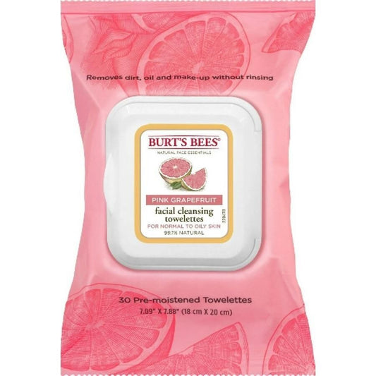 Burt's Bees Pink Grapefruit Facial Cleansing Towelettes 30 Count