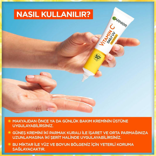 Crema facial protectora solar diaria Garnier FPS 50+ - Enriquecida con vitamina C, vegana, probada dermatológicamente - 1.35 fl oz (40 ml)