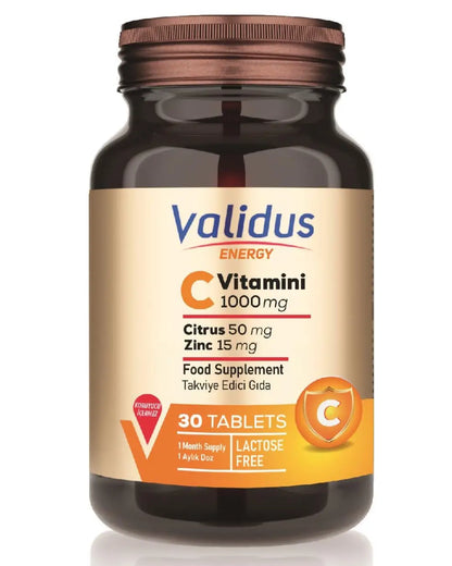Validus Vitamina C 1000 mg con Cítricos y Zinc 30 Tabletas
