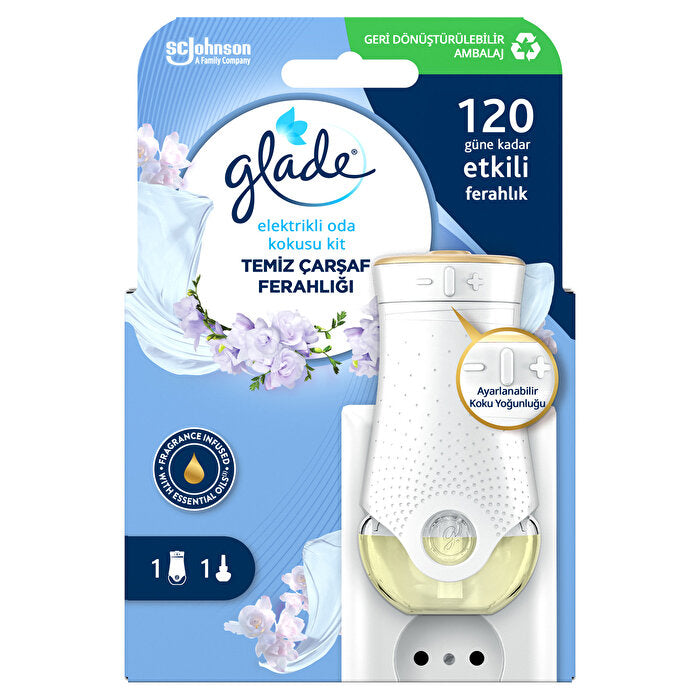 Kit de fragancia eléctrica para habitación Glade Clean Sheets 20ml | De larga duración