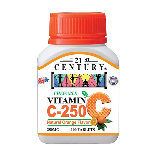 21st Century Vitamin C 250 mg Chewable Tablets, Orange Flavor (100 Count) Vitamins & Supplements Pasteur Pharmacy