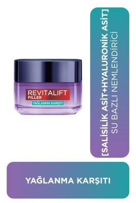 L'Oréal Paris Revitalift Filler : Gel-crème à l'acide hyaluronique à base d'eau et contrôle du sébum - Hydratant visage léger pour peaux grasses, bienfaits anti-âge