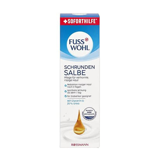 Crema para pies Fusswohl para talones agrietados - Efecto instantáneo, 25% urea y glicerina, 75ml