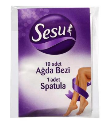 Bandas de cera Sesu - Paquete de 10 + espátula | Depilación