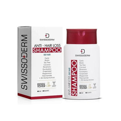Shampoing anti-chute Swissoderm pour cheveux gras - 300 ml, réduit la chute des cheveux et régule la production de sébum