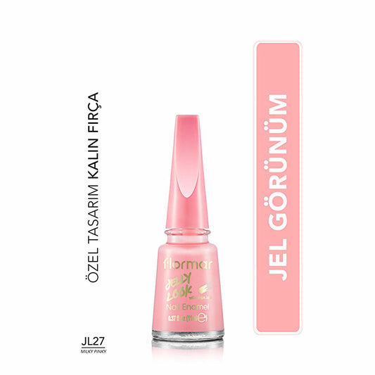 Esmalte de uñas Flormar Jelly Look - Alta pigmentación, acabado en gel, larga duración - Milky Pinky