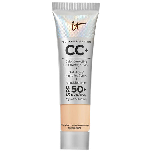 IT Cosmetics CC+ Cream: Full Coverage SPF 50+ Foundation - Hydrating, Anti-Aging Color Correcting Cream for Flawless Skin