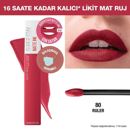 Maybelline Super Stay Matte Ink Unnude : Rouge à lèvres liquide mat 16h - Couleur nude sans transfert, non desséchante