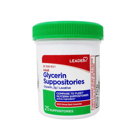 Leader Adult Glycerin Suppositories, 2 Gram (25 Count) Medicine & Drugs Pasteur Pharmacy