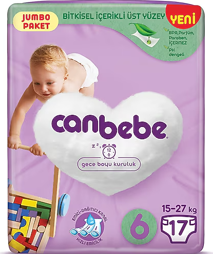 Canbebe Baby Diapers No 6 Jumbo Pack 15-27 kg 17 Count