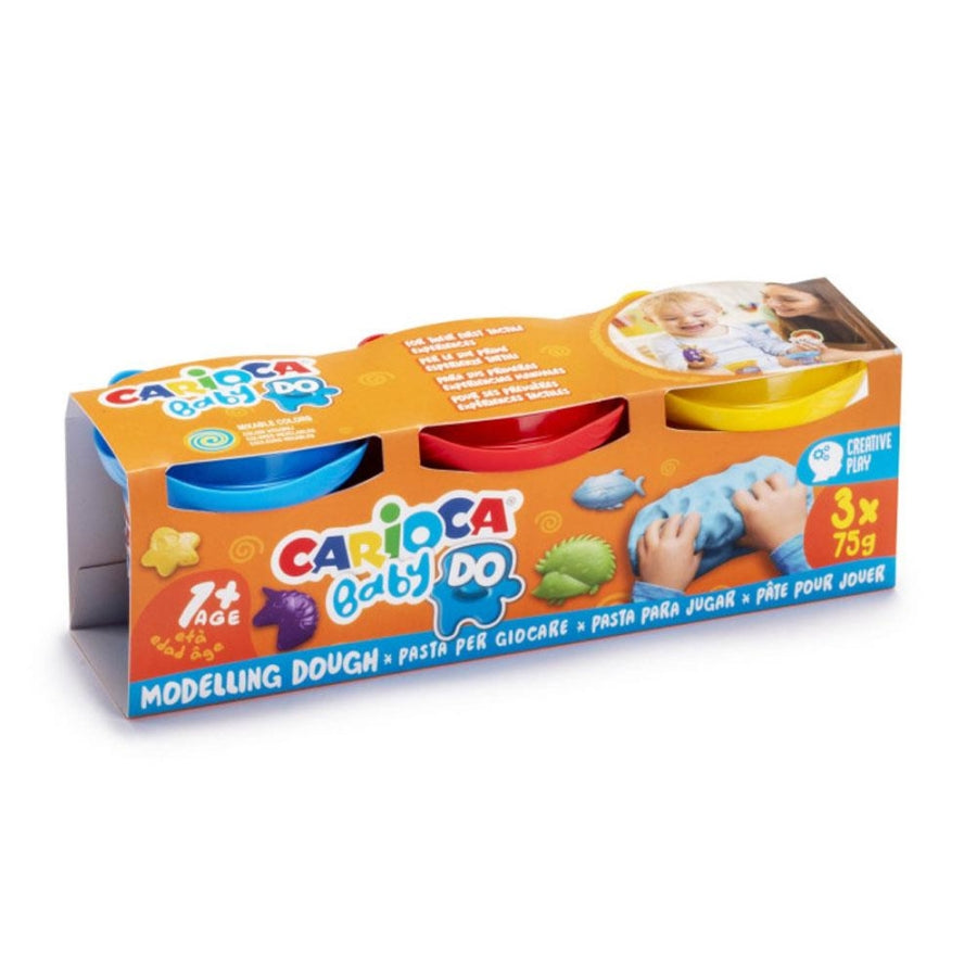 Pâte à modeler Carioca Baby 3 couleurs pour l'éveil sensoriel 75g