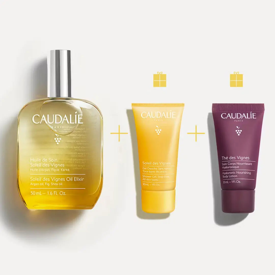 Coffret Elixir Huile Soleil des Vignes Caudalie pour une peau éclatante