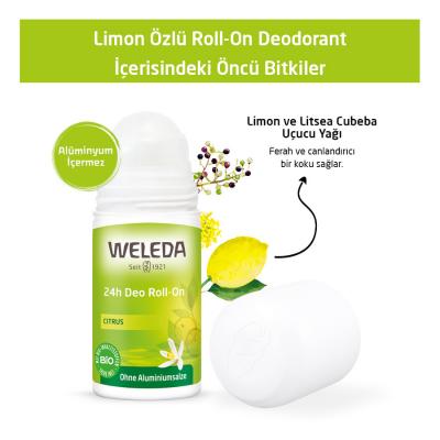 Déodorant bille naturel Weleda - Sans aluminium, parfum citron, protection 24h