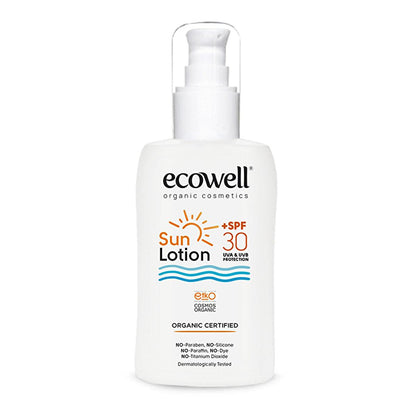 Lotion Solaire Bio Ecowell - FPS 30, Protection UVA UVB Minérale et Végétalienne, Hydratante et Écologique