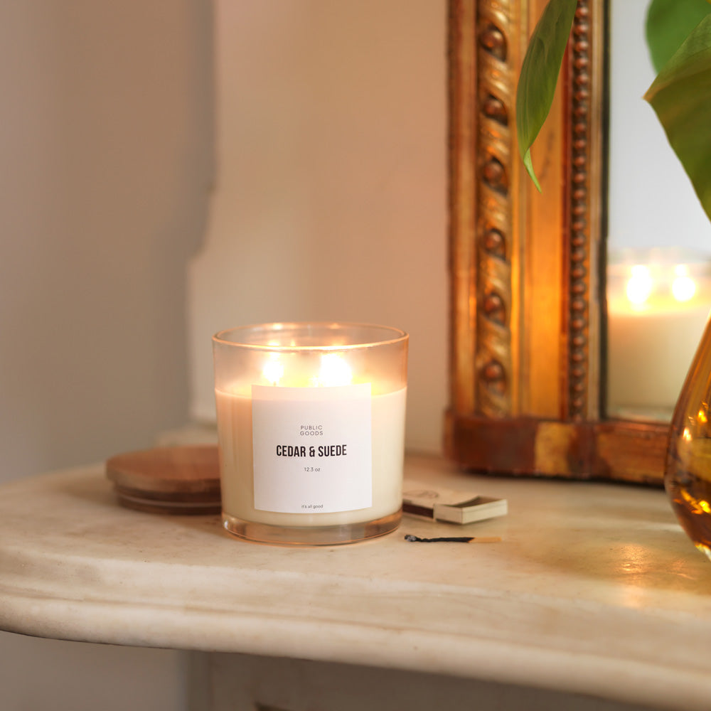 Cedar & Suede Soy Candle Household Public Goods