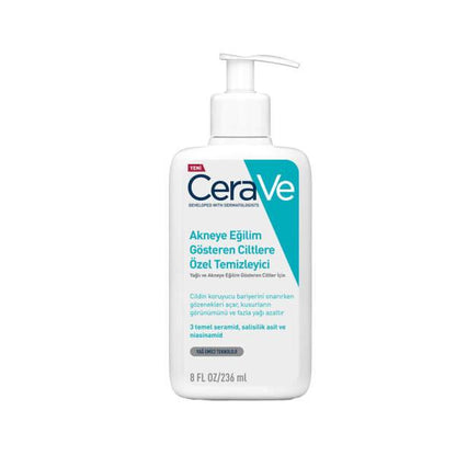 Limpiador facial CeraVe para el acné con ácido salicílico: limpiador suave, sin aceite, para pieles con tendencia acneica y sensibles - 236 ml