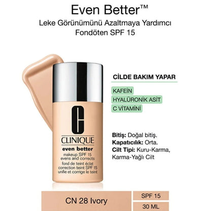 Fond de teint Clinique Even Better Glow FPS 15 CN28 Ivory 30 ml